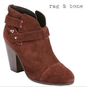 Rag & Bone Harrow Suede Brown Ankle Booties in Espresso, Size 40